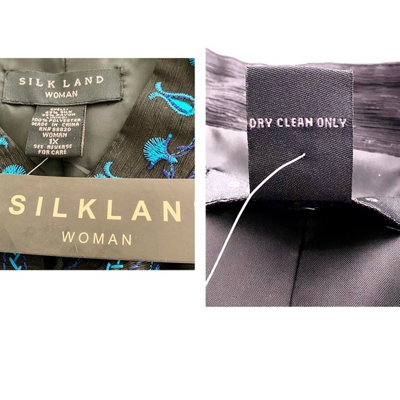 Silk Land Woman Black Silk Longline Blazer Jacket Size 1X Embroidered Tunic - Picture 14 of 15